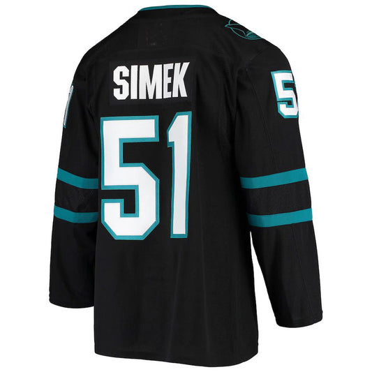 SJ.Sharks #51 Radim Simek Alternate Authentic Jersey Black Stitched American Hockey Jerseys - Main View