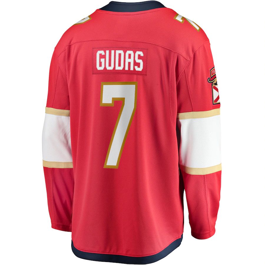 F.Panthers #7 Radko Gudas Fanatics Branded Home Breakaway Jersey Red Stitched American Hockey Jerseys - Main View