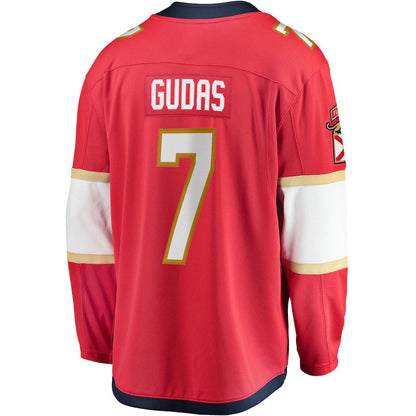 F.Panthers #7 Radko Gudas Fanatics Branded Home Breakaway Jersey Red Stitched American Hockey Jerseys - Main View