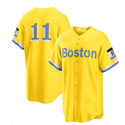 Boston Red Sox  #11 Rafael Devers City Connect Replica Player Jersey - Gold Light Blue Baseball Jerseys - Main View