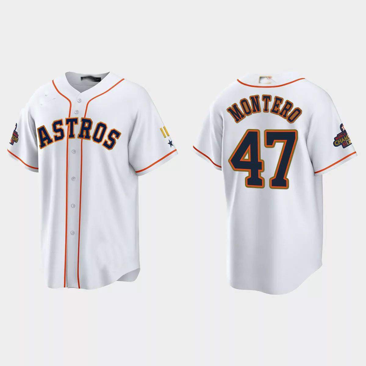 #47 Rafael Montero Houston Astros 2023 Gold Program Jersey ¨C White Stitches Baseball Jerseys - Main View