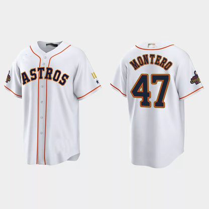 #47 Rafael Montero Houston Astros 2023 Gold Program Jersey ¨C White Stitches Baseball Jerseys - Main View