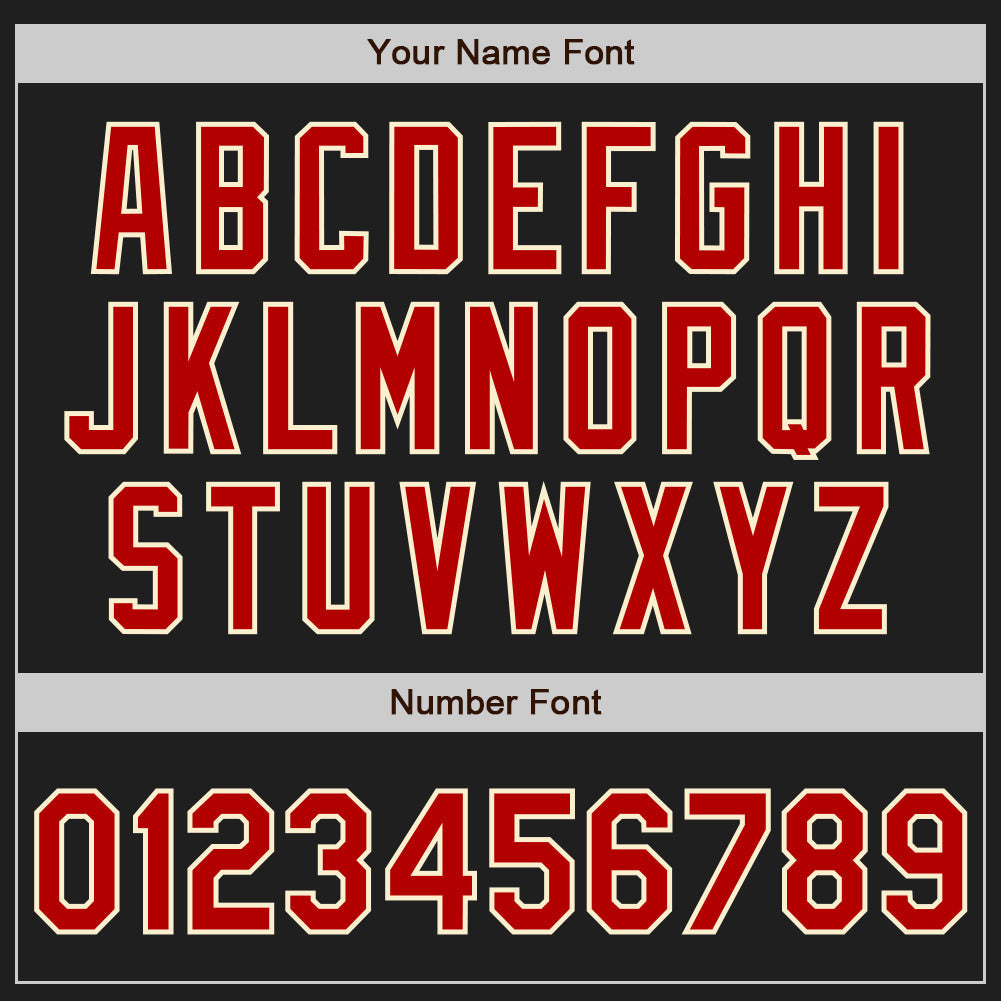 Custom Black Red-Cream Authentic Raglan Sleeves Baseball Jersey view 5