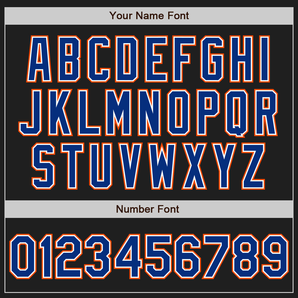 Custom Black Royal-Orange Authentic Raglan Sleeves Baseball Jersey view 5