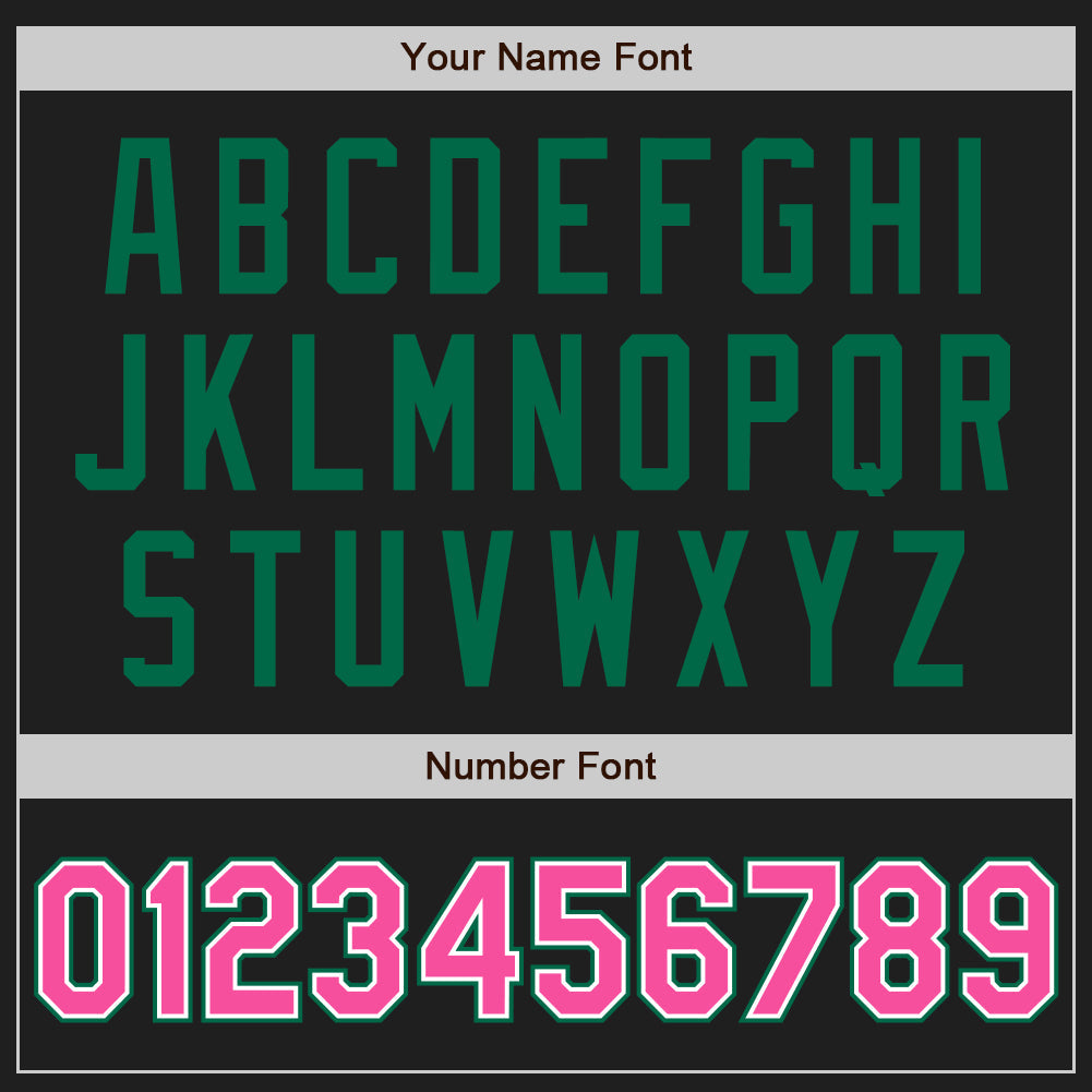 Custom Black Pink-Kelly Green Authentic Raglan Sleeves Baseball Jersey view 5