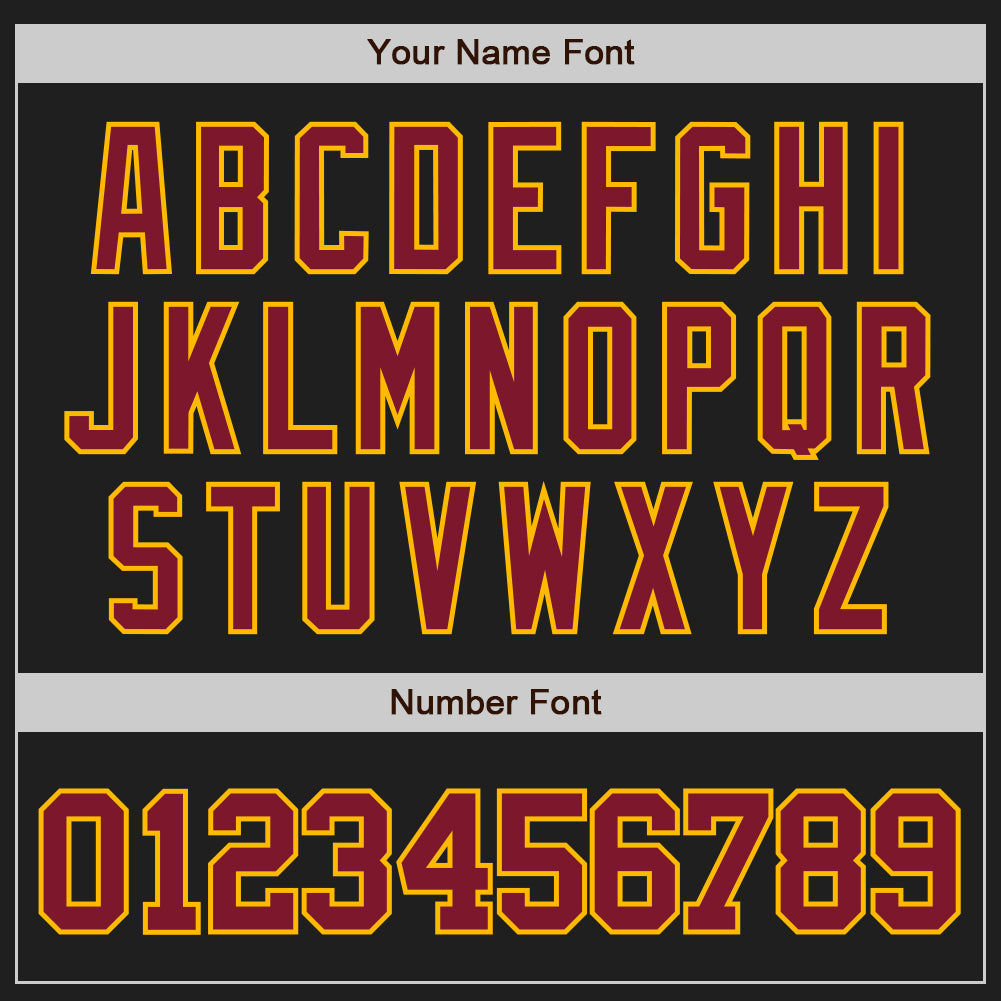 Custom Black Crimson-Gold Authentic Raglan Sleeves Baseball Jersey view 5