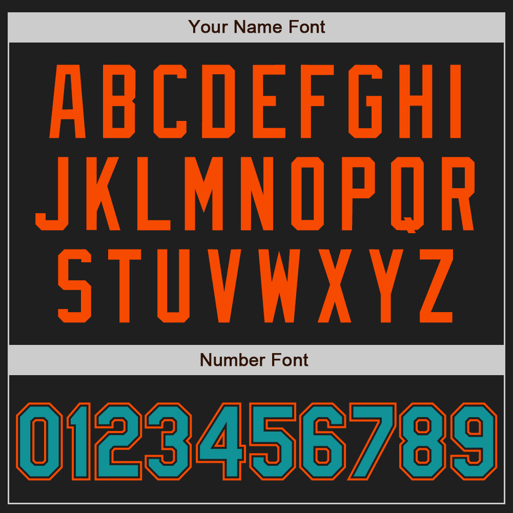 Custom Black Teal-Orange Authentic Raglan Sleeves Baseball Jersey view 5