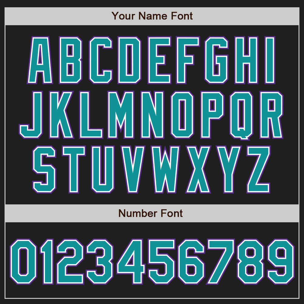 Custom Black Teal-Purple Authentic Raglan Sleeves Baseball Jersey view 6