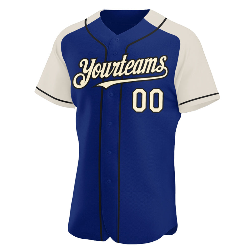 Custom Royal Cream-Black Authentic Raglan Sleeves Baseball Jersey view 2