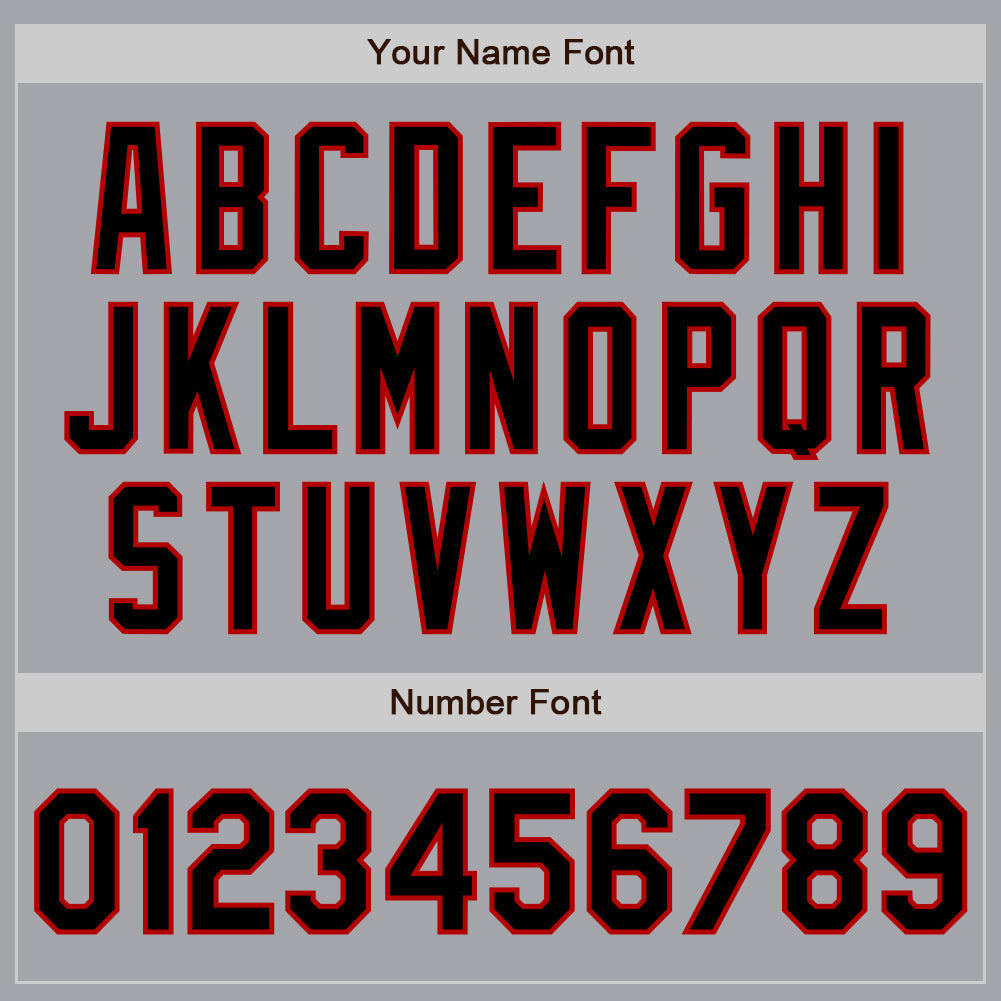 Custom Gray Black-Red Authentic Raglan Sleeves Baseball Jersey view 5