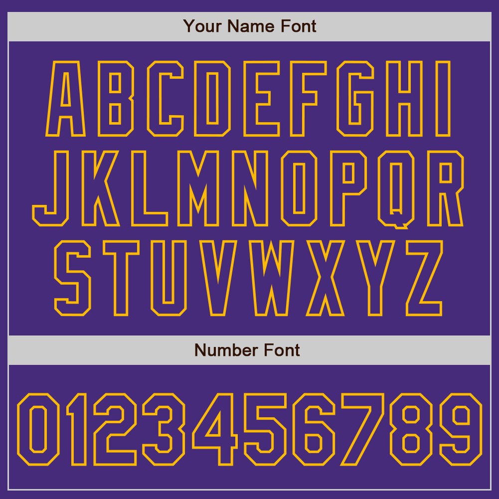 Custom Purple Gold Authentic Raglan Sleeves Baseball Jersey view 5
