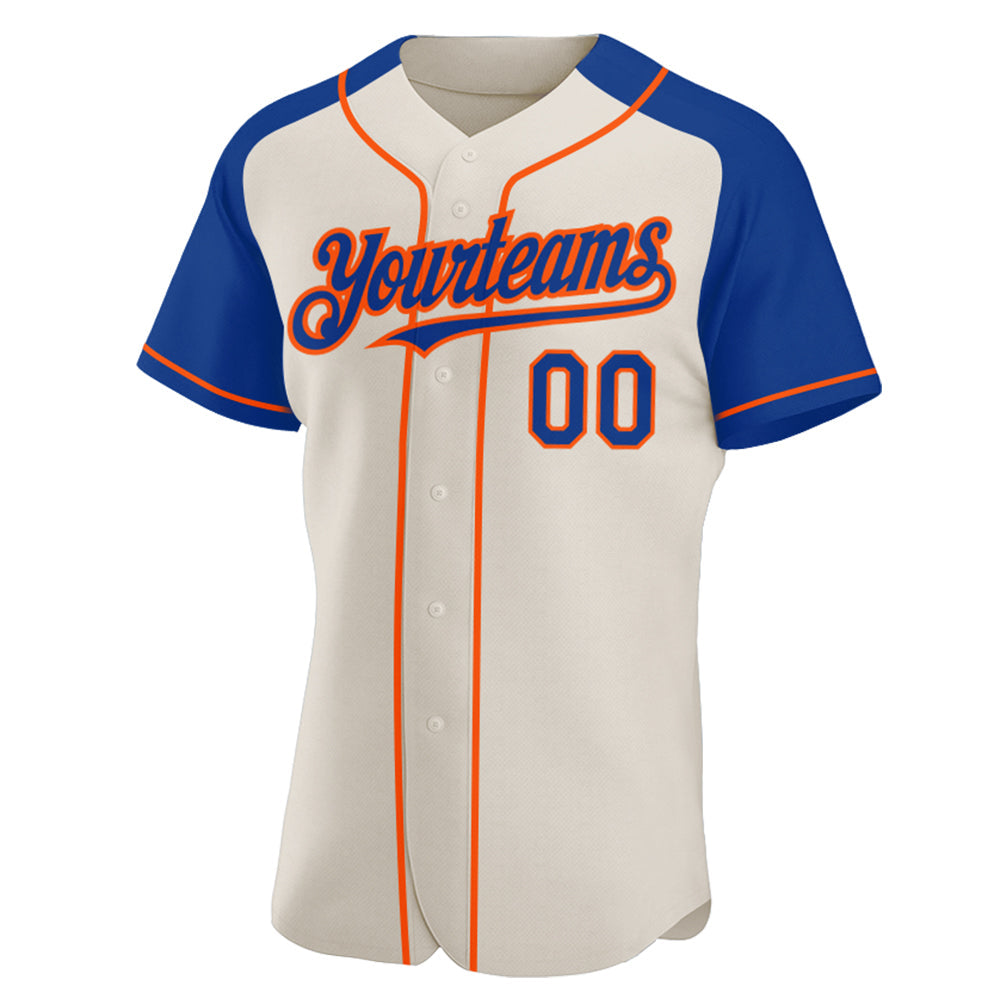 Custom Cream Royal-Orange Authentic Raglan Sleeves Baseball Jersey view 2