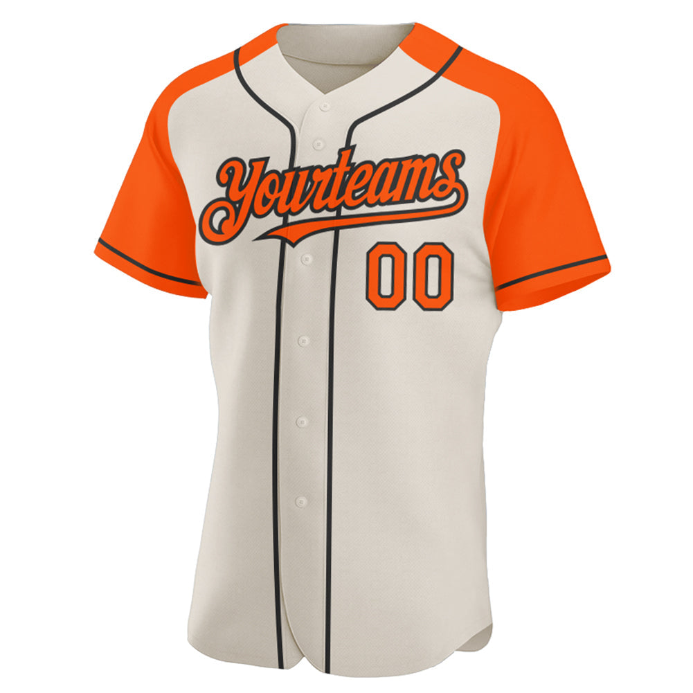 Custom Cream Orange-Black Authentic Raglan Sleeves Baseball Jersey view 2