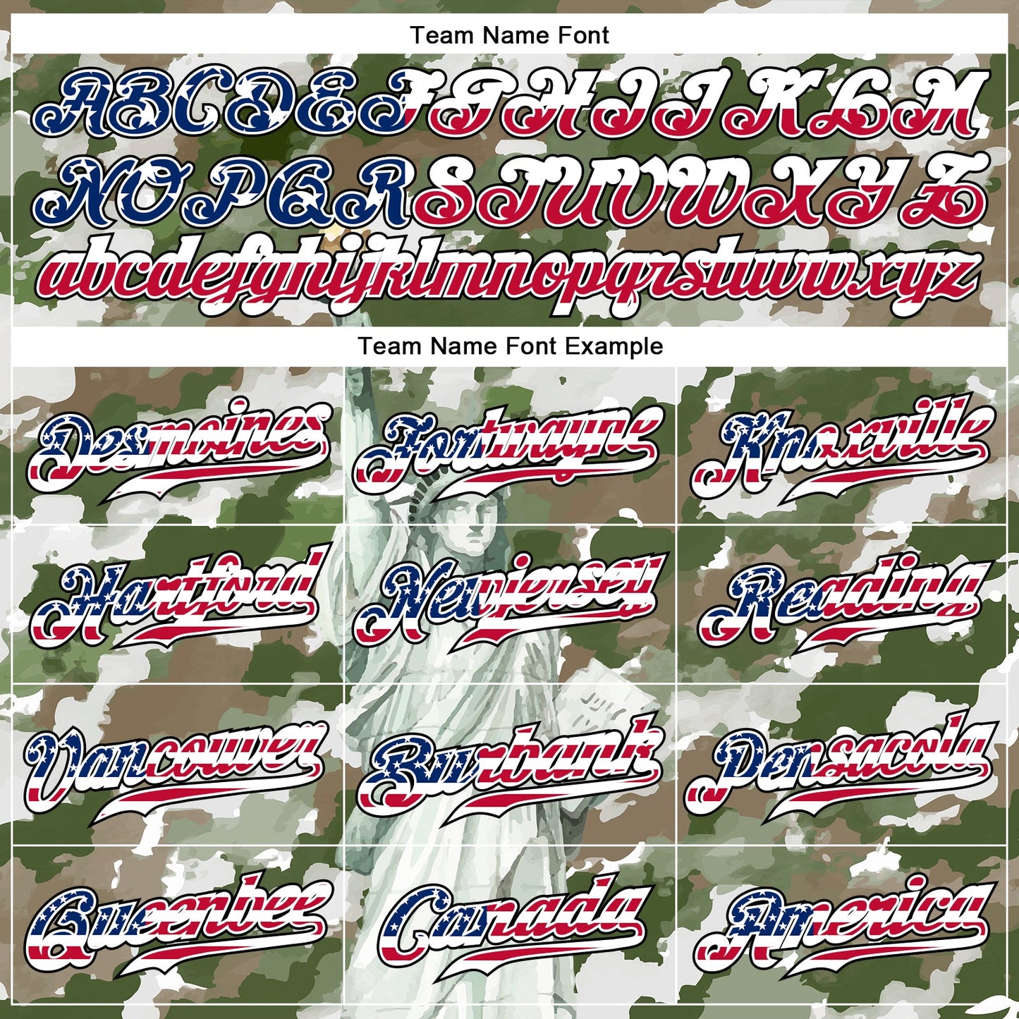 Custom Camo USA Flag Red Blue Black-White Statue Of Liberty Patriotic Stars & Stripes Raglan Sleeves Authentic Baseball Jersey view 4