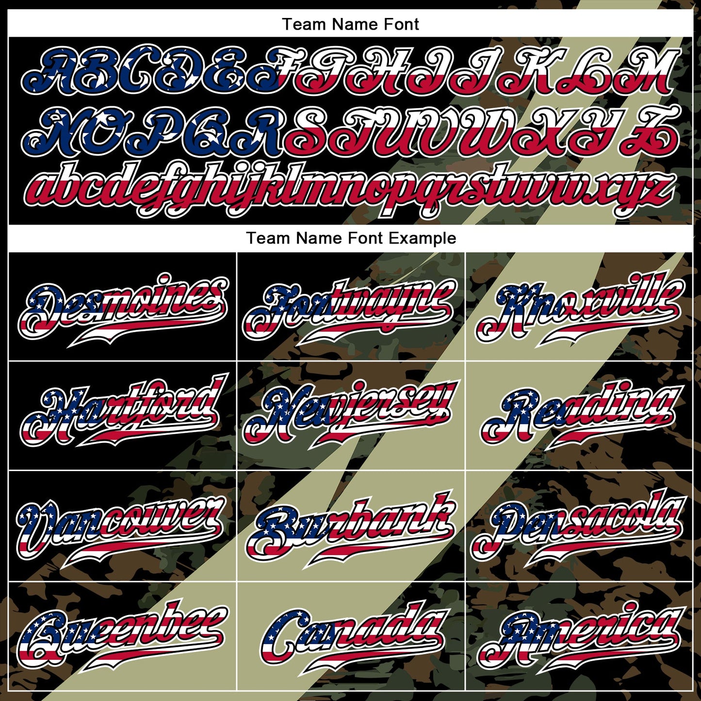 Custom Camo USA Flag Red Blue Black-White Patriotic Stars & Stripes Raglan Sleeves Authentic Baseball Jersey view 4