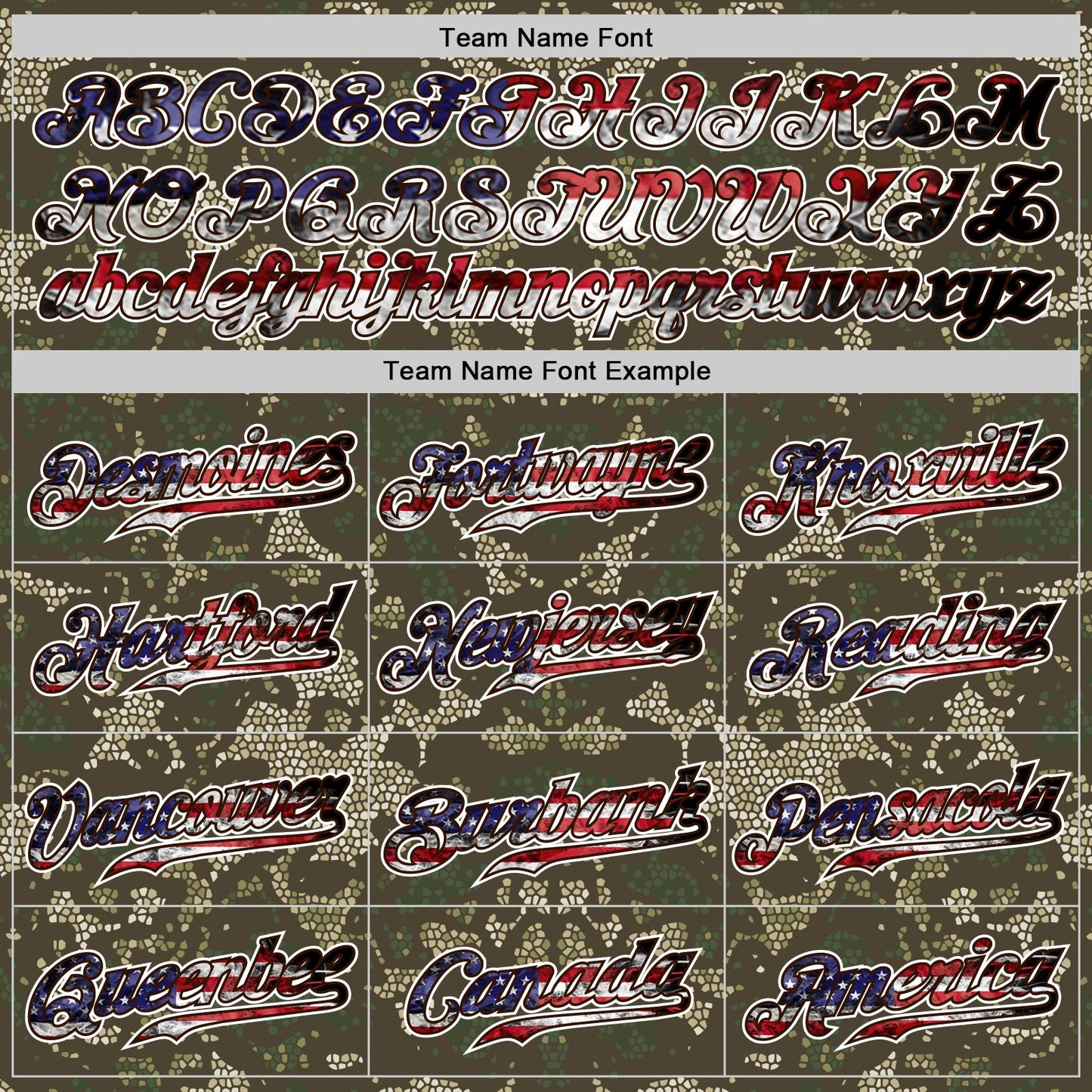 Custom Camo USA Flag Red Blue Brown-White Patriotic Mosaic Camouflage Stars & Stripes Raglan Sleeves Authentic Baseball Jersey view 4