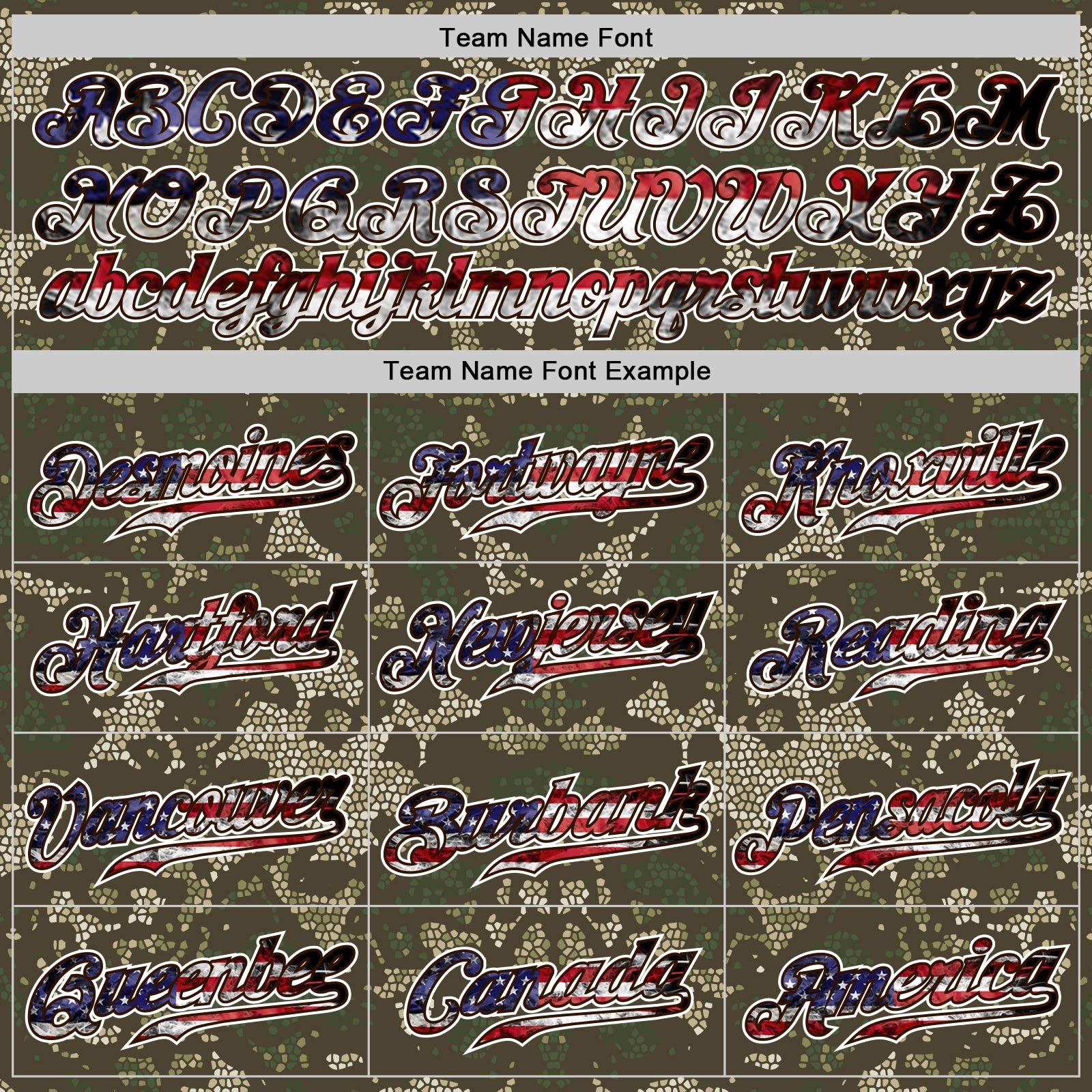 Custom Camo USA Flag Red Blue Brown-White Patriotic Mosaic Camouflage Stars & Stripes Raglan Sleeves Authentic Baseball Jersey view 4