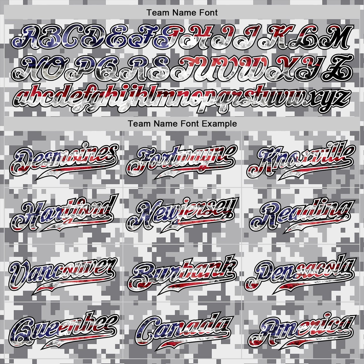 Custom Camo USA Flag Red Blue Black-White Patriotic Pixel Camouflage Stars & Stripes Raglan Sleeves Authentic Baseball Jersey view 4