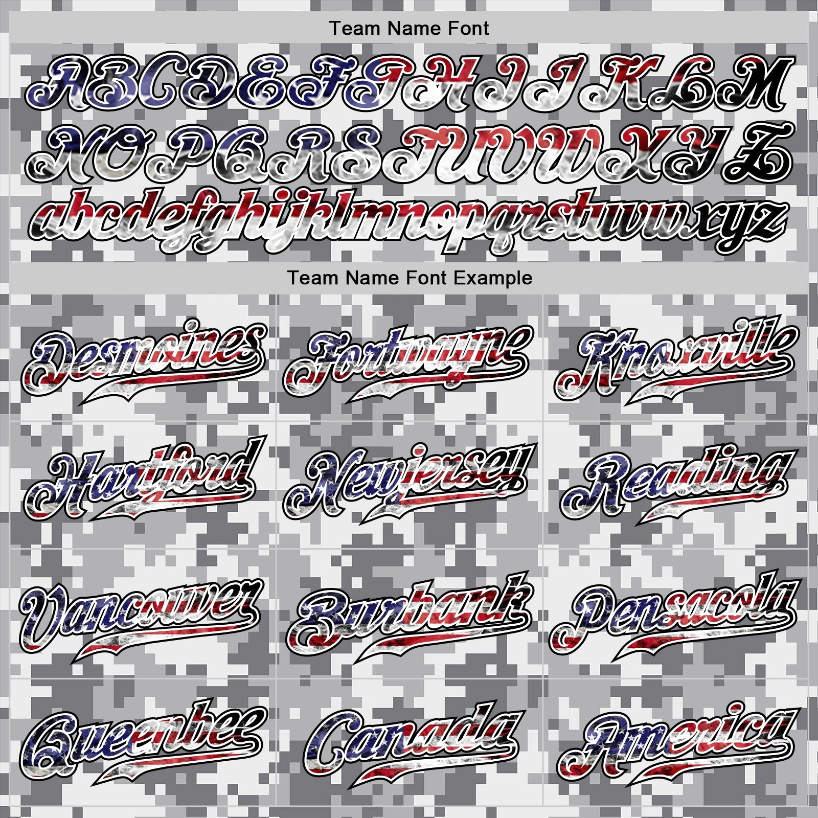 Custom Camo USA Flag Red Blue Black-White Patriotic Pixel Camouflage Stars & Stripes Raglan Sleeves Authentic Baseball Jersey view 4