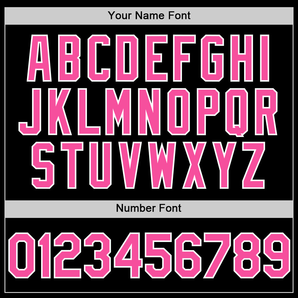 Custom Black Pink-White Star Raglan Sleeves Authentic Baseball Jersey view 5