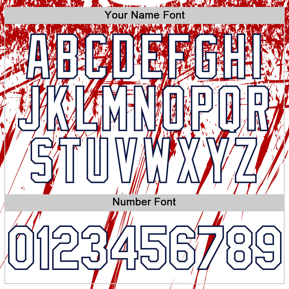 Custom White Navy-Red Splatter Brush Stroke Star Raglan Sleeves Authentic Baseball Jersey view 5
