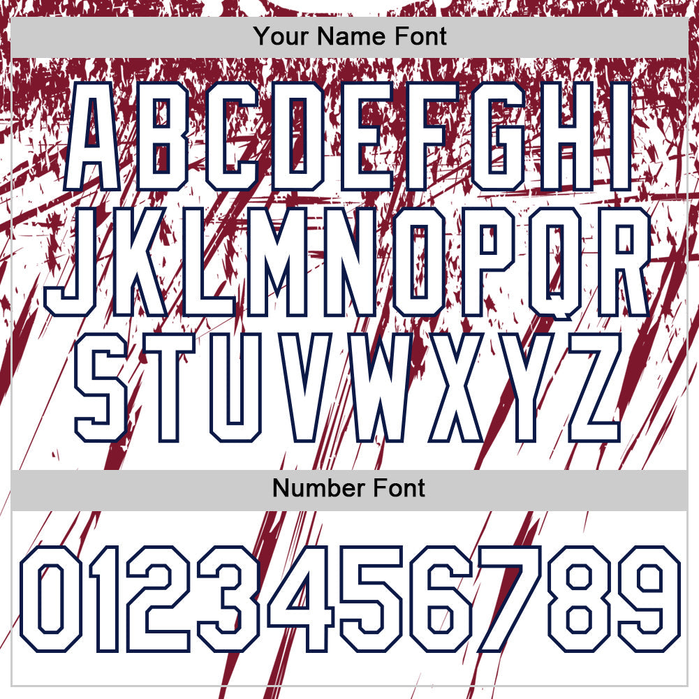 Custom White Navy-Crimson Splatter Brush Stroke Star Raglan Sleeves Authentic Baseball Jersey view 5