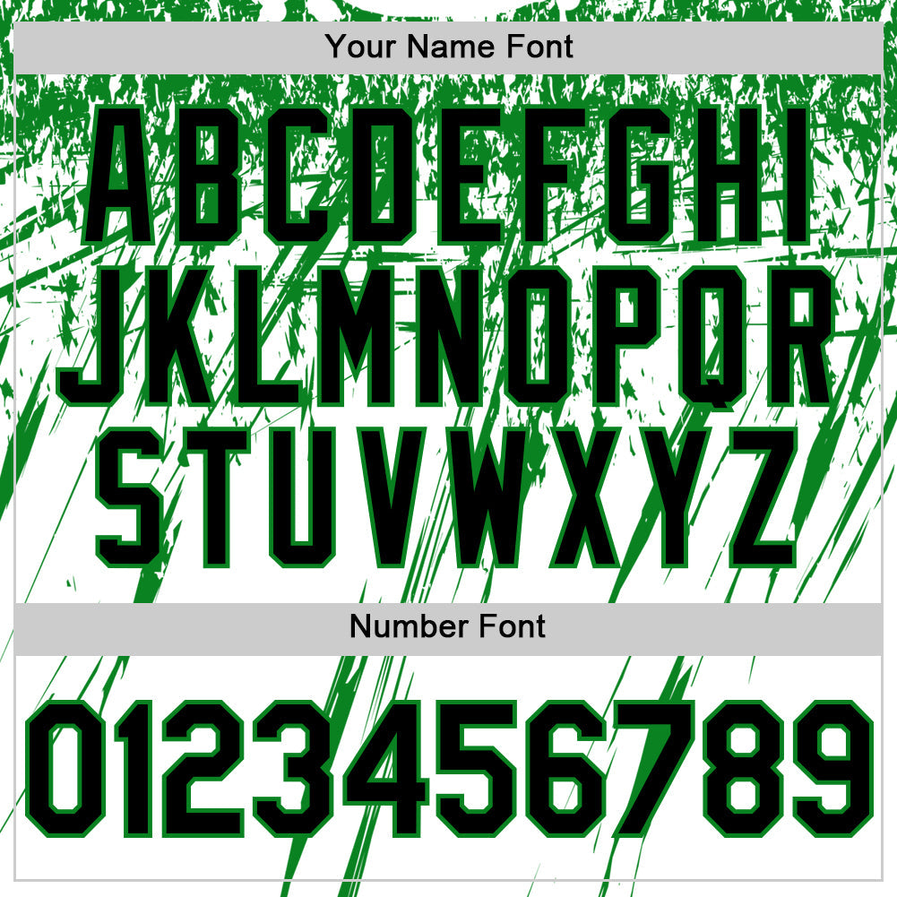 Custom White Black-Grass Green Splatter Brush Stroke Star Raglan Sleeves Authentic Baseball Jersey view 5