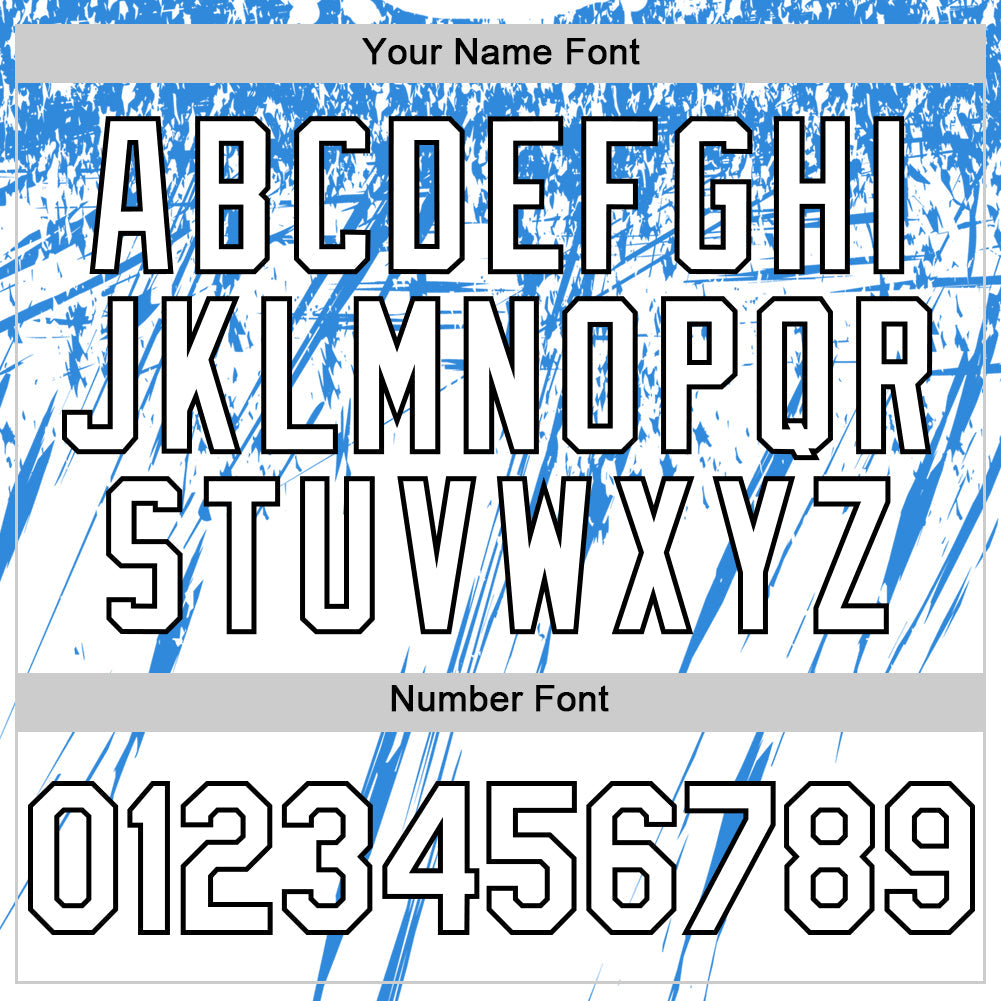Custom White Black-Powder Blue Splatter Brush Stroke Star Raglan Sleeves Authentic Baseball Jersey view 5