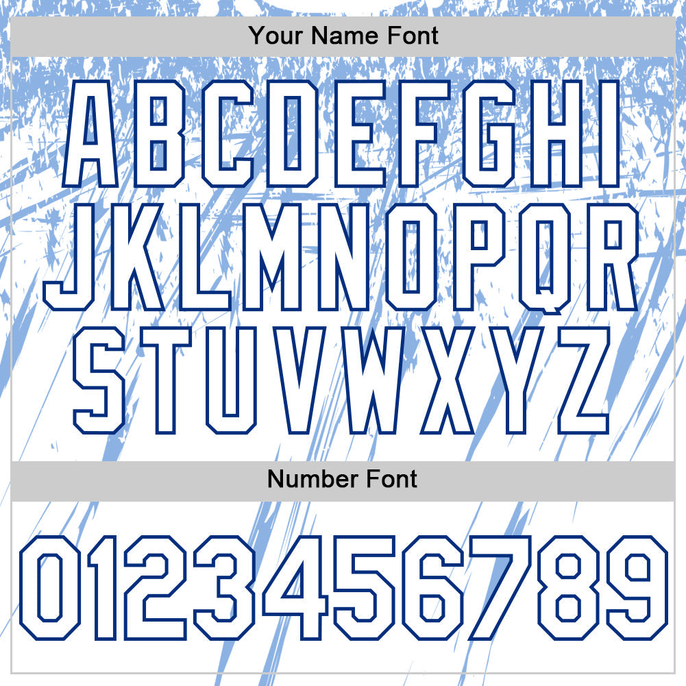 Custom White Royal-Light Blue Splatter Brush Stroke Star Raglan Sleeves Authentic Baseball Jersey view 5