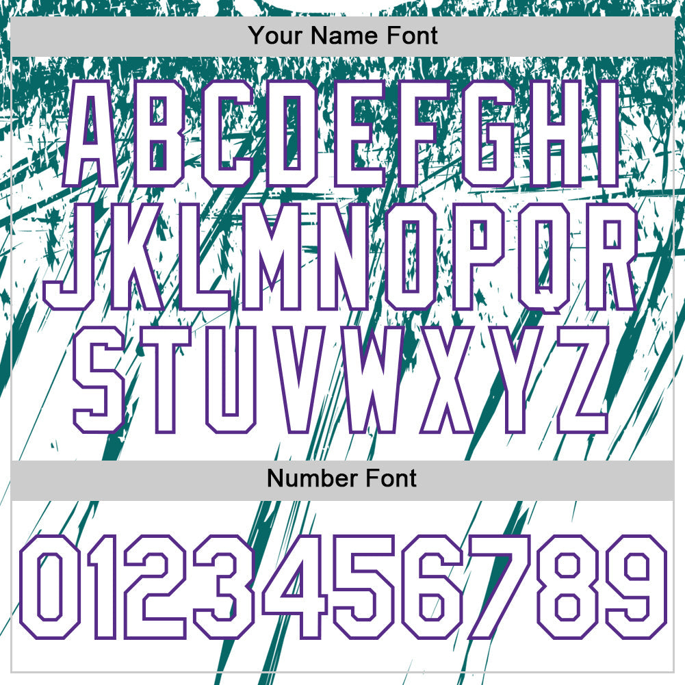 Custom White Purple-Teal Splatter Brush Stroke Star Raglan Sleeves Authentic Baseball Jersey view 5