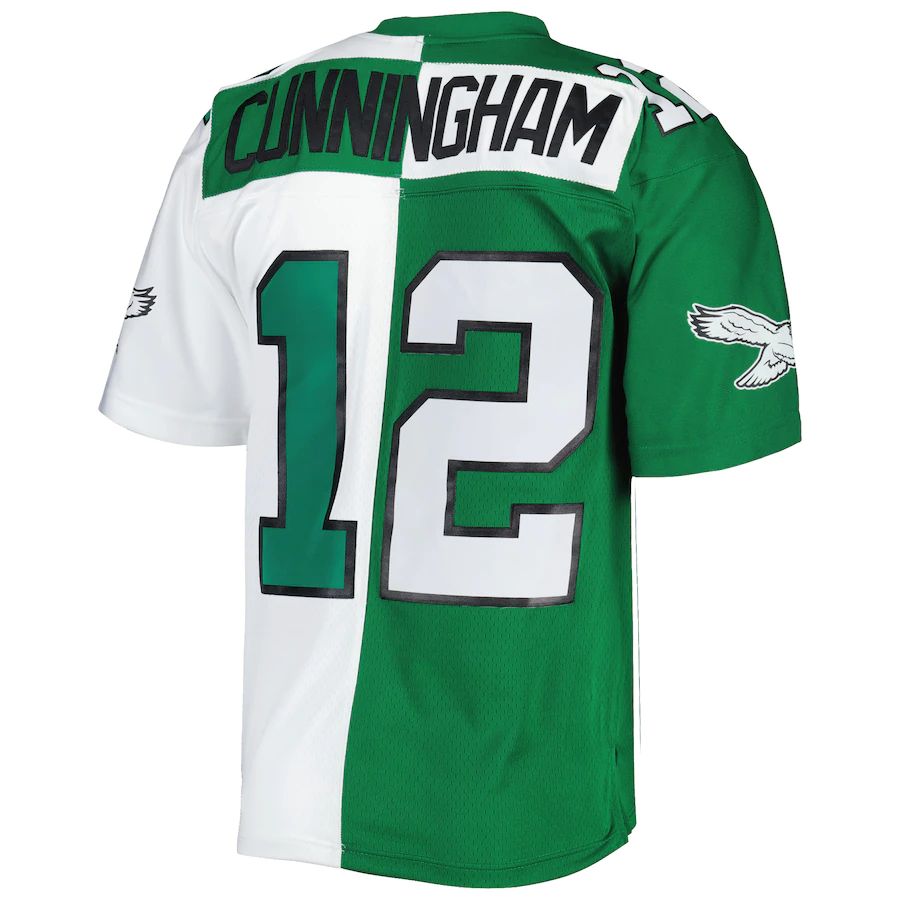 P.Eagles #12 Randall Cunningham Mitchell & Ness 1990 Split Legacy Replica Jersey  Stitched American Football Jerseys - Main View