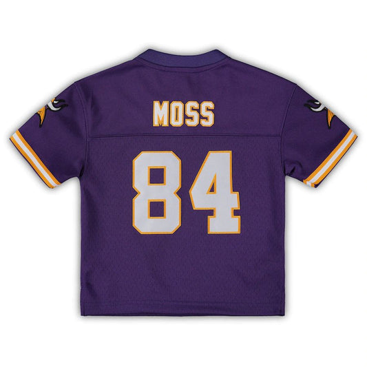 MN.Vikings #84 Randy Moss Mitchell & Ness Toddler 1998 Retired Legacy Jersey Purple Stitched American Football Jerseys - Main View
