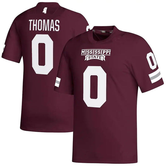 M.State Bulldogs #0 Rara Thomas NIL Replica Maroon Football Jersey Stitched American College Jerseys - Main View
