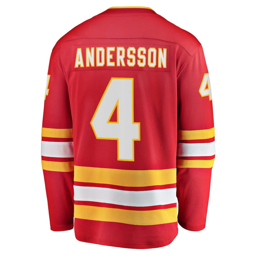 C.Flames #4 Rasmus Andersson Fanatics Branded Home Team Breakaway Player Jersey Red Stitched American Hockey Jerseys - Main View