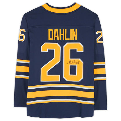 B.Sabres #26 Rasmus Dahlin Fanatics Authentic Autographed Navy Fanatics Breakaway Jersey Stitched American Hockey Jerseys - Main View