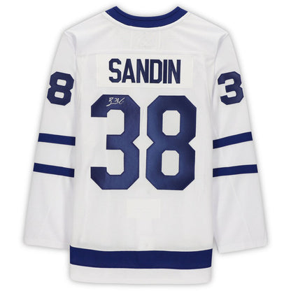 T.Maple Leafs #38 Rasmus Sandin Rasmus Sandin Fanatics Authentic Autographed White  Stitched American Hockey Jerseys - Main View