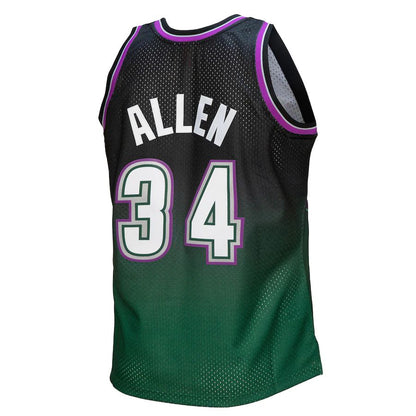 M.Bucks #34 Ray Allen Mitchell & Ness 1996-97 Hardwood Classics Fadeaway Swingman Player Jersey Green-Black Stitched American Basketball Jersey - Main View