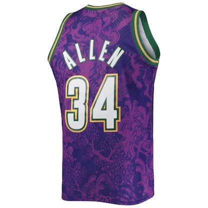 M.Bucks #34 Ray Allen Mitchell & Ness Hardwood Classics 2000-01 Lunar New Year Swingman Jersey Purple Stitched American Basketball Jersey - Main View