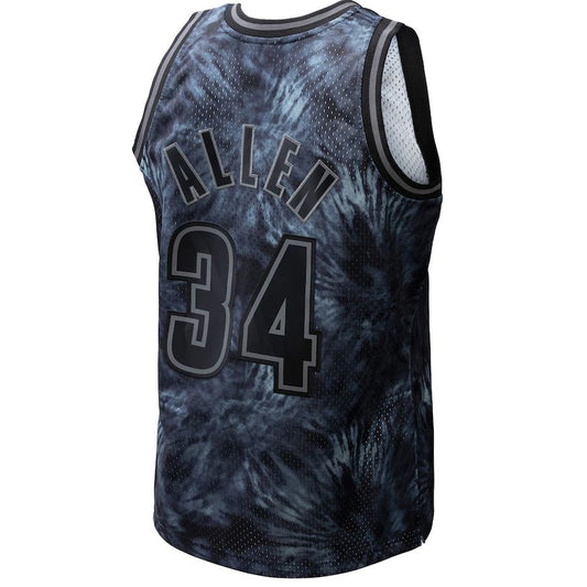 M.Bucks #34 Ray Allen Mitchell & Ness Unisex Hardwood Classics 1996-97 Tie-Dye Swingman Jersey Black Stitched American Basketball Jersey - Main View