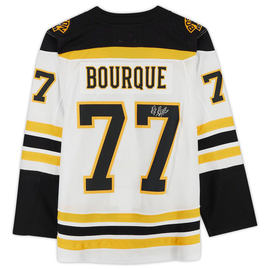 B.Bruins #77 Ray Bourque Fanatics Authentic Autographed adidas White Authentic Jersey Black Stitched American Hockey Jerseys - Main View