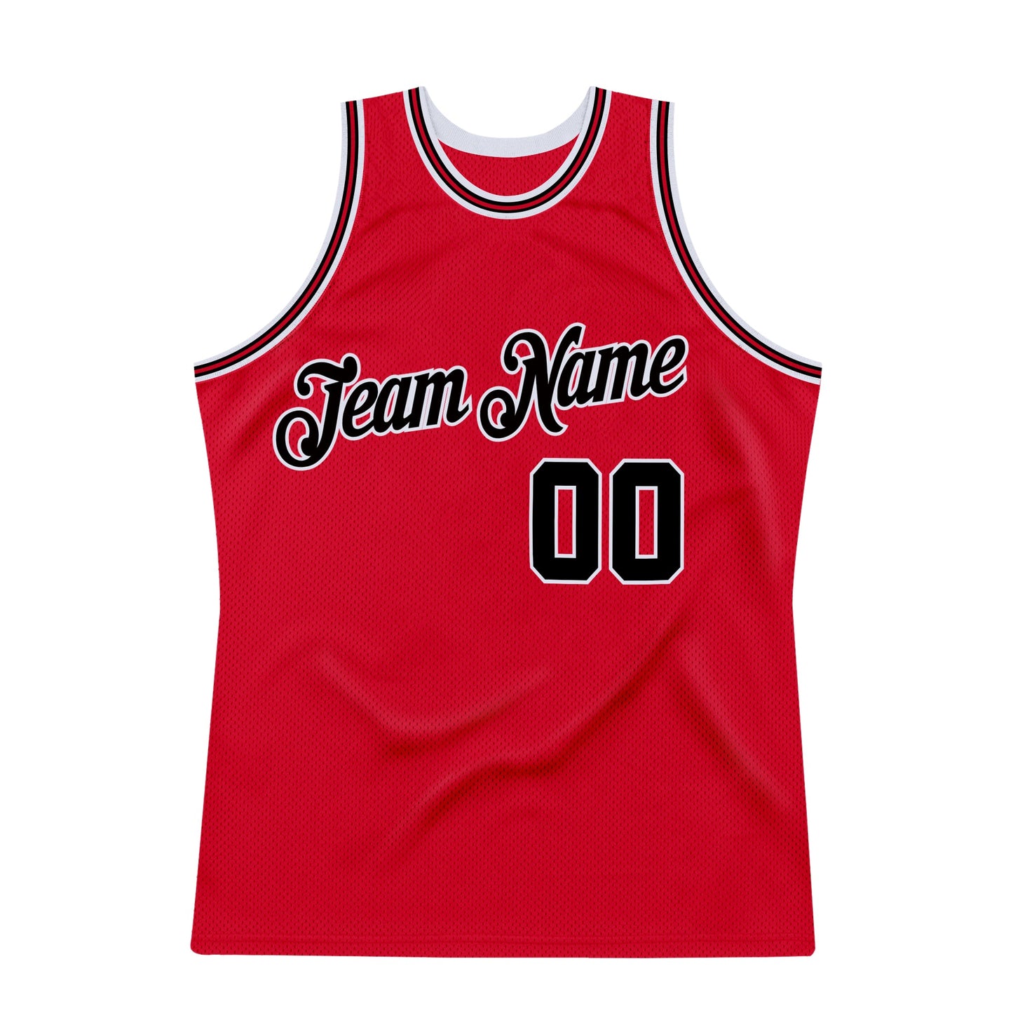 Custom Red Black-Red Authentic Throwback Basketball Jersey view 6