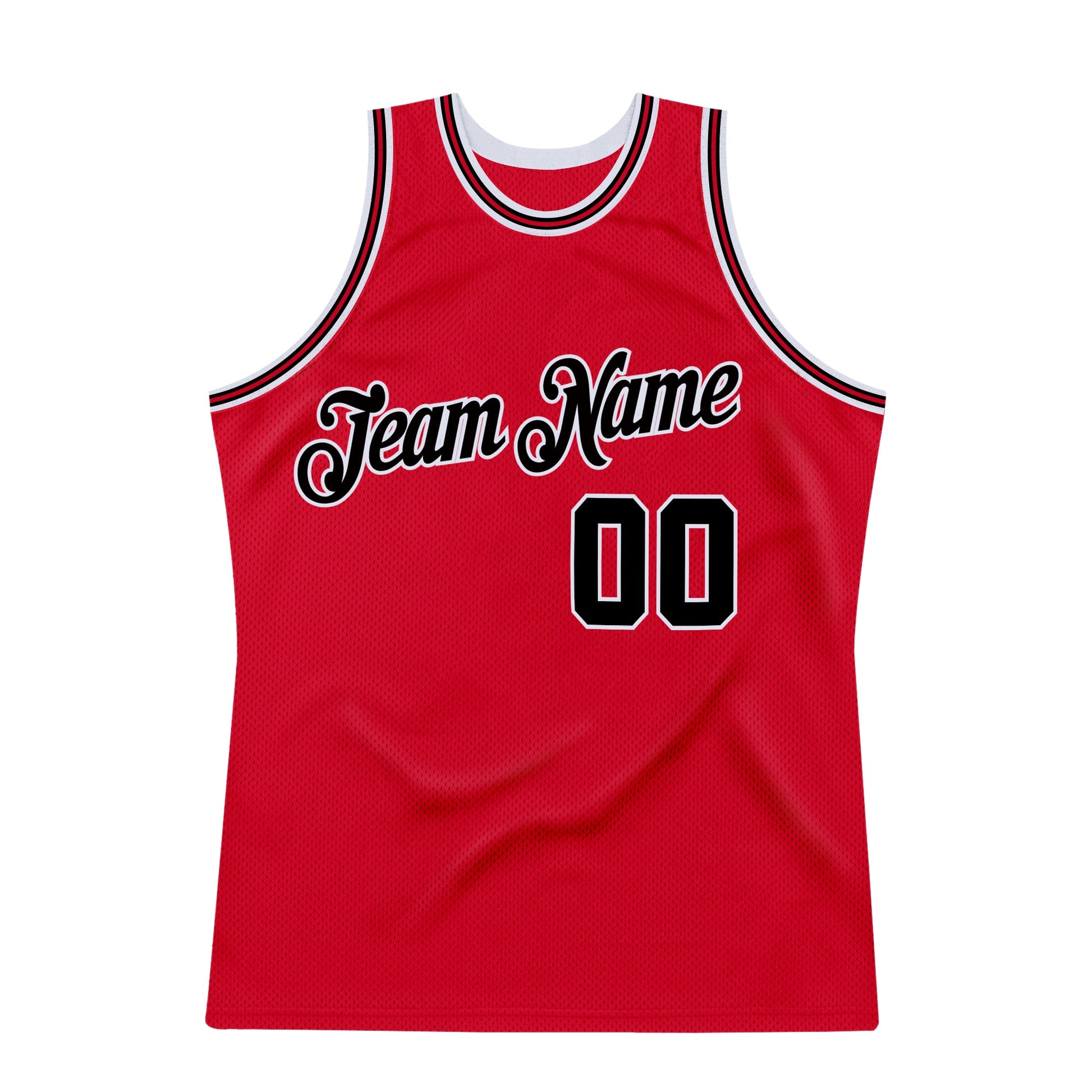 Custom Red Black-Red Authentic Throwback Basketball Jersey view 6