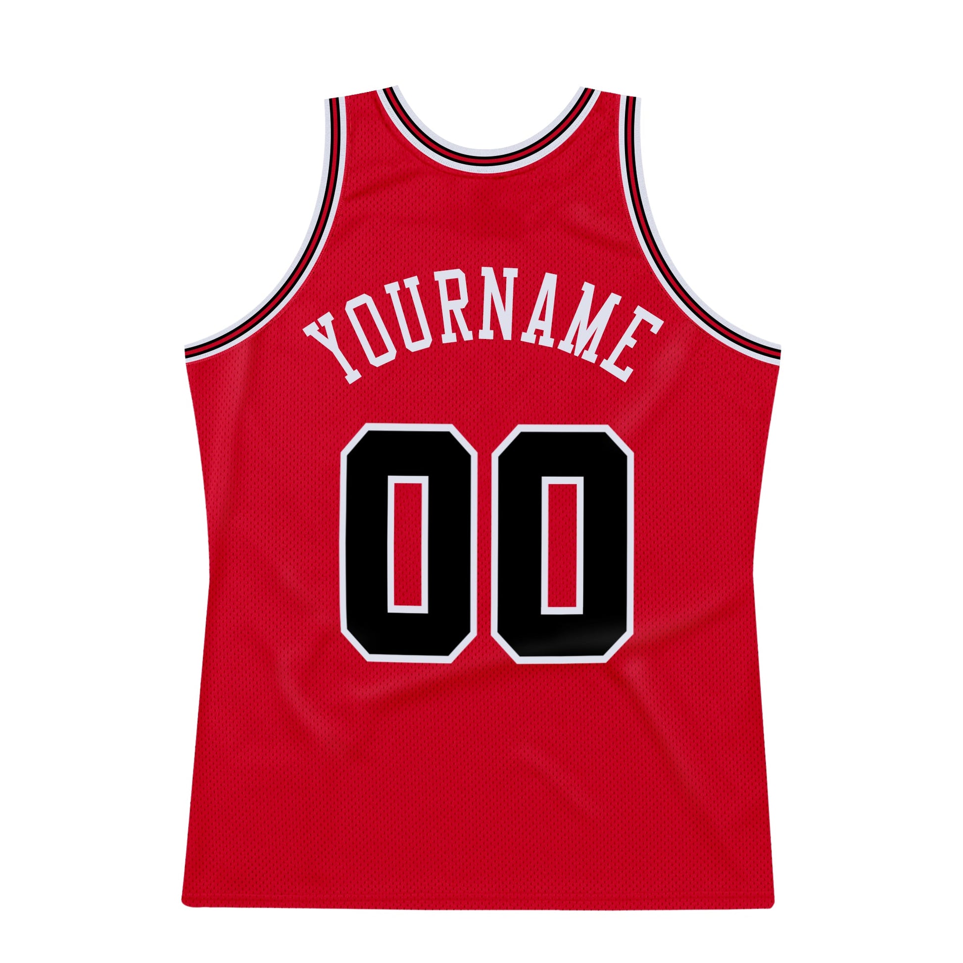 Custom Red Black-Red Authentic Throwback Basketball Jersey view 7