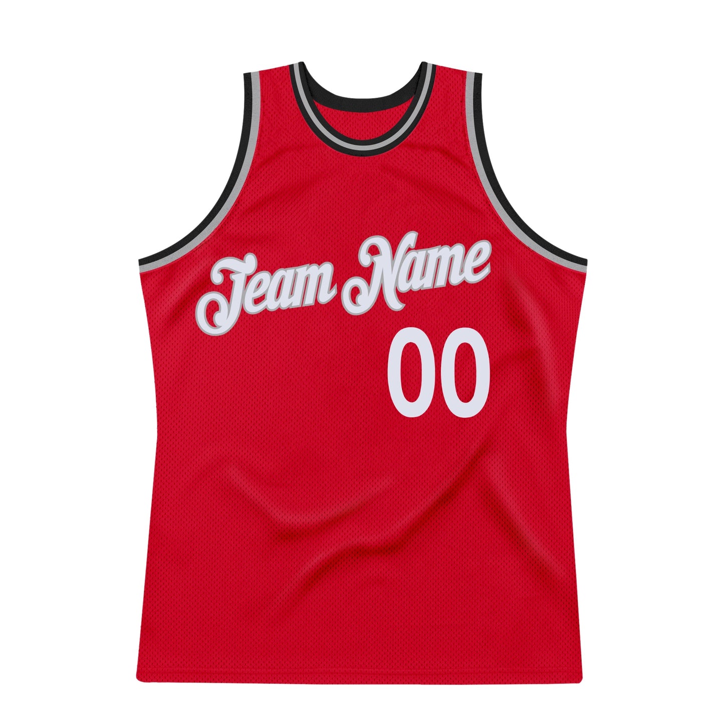 Custom Red White-Black Authentic Throwback Basketball Jersey view 6