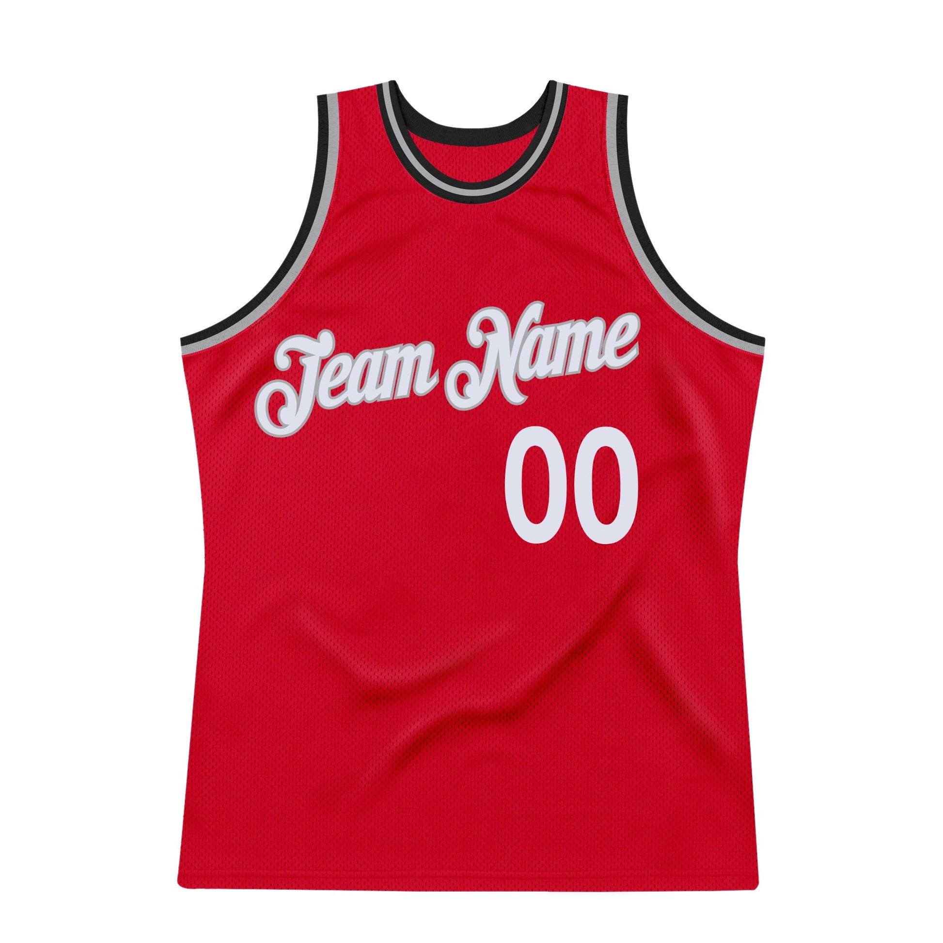 Custom Red White-Black Authentic Throwback Basketball Jersey view 6