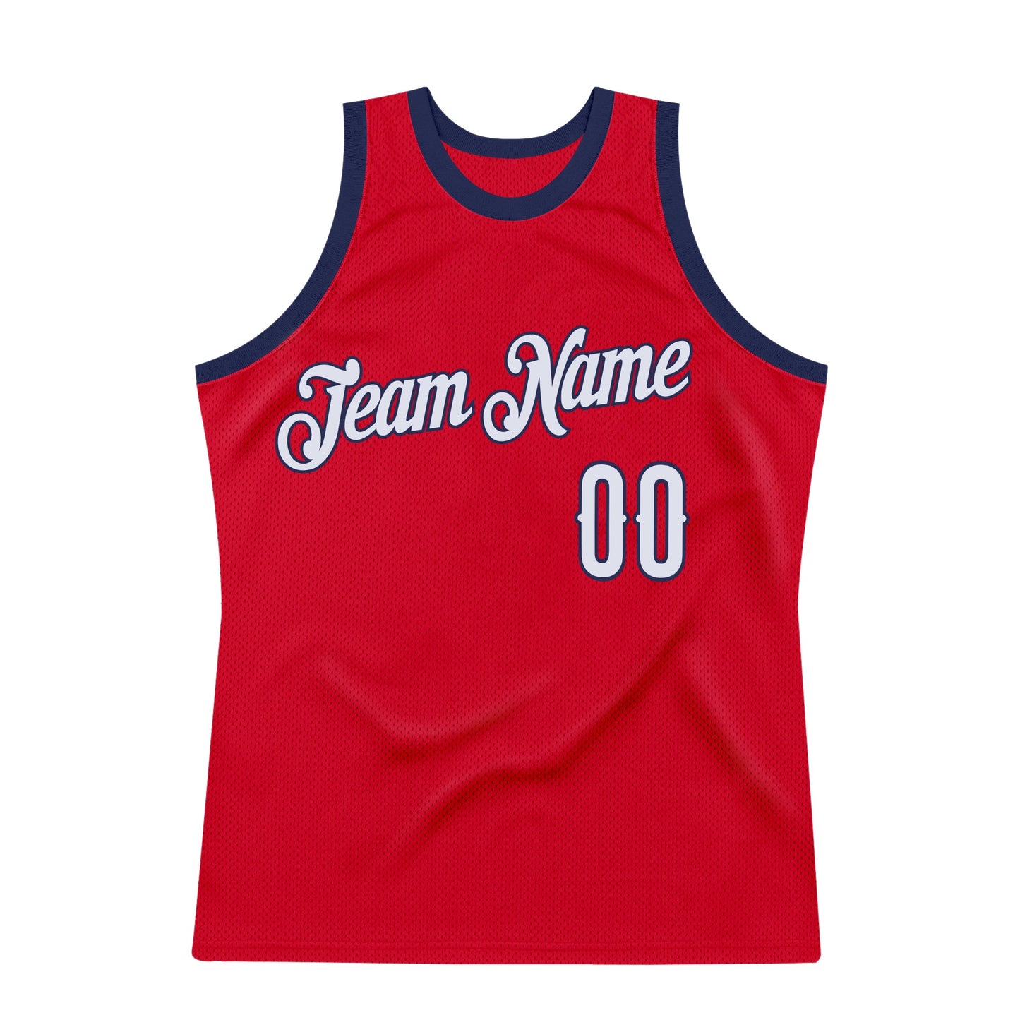 Custom Red White-Navy Authentic Throwback Basketball Jersey view 6