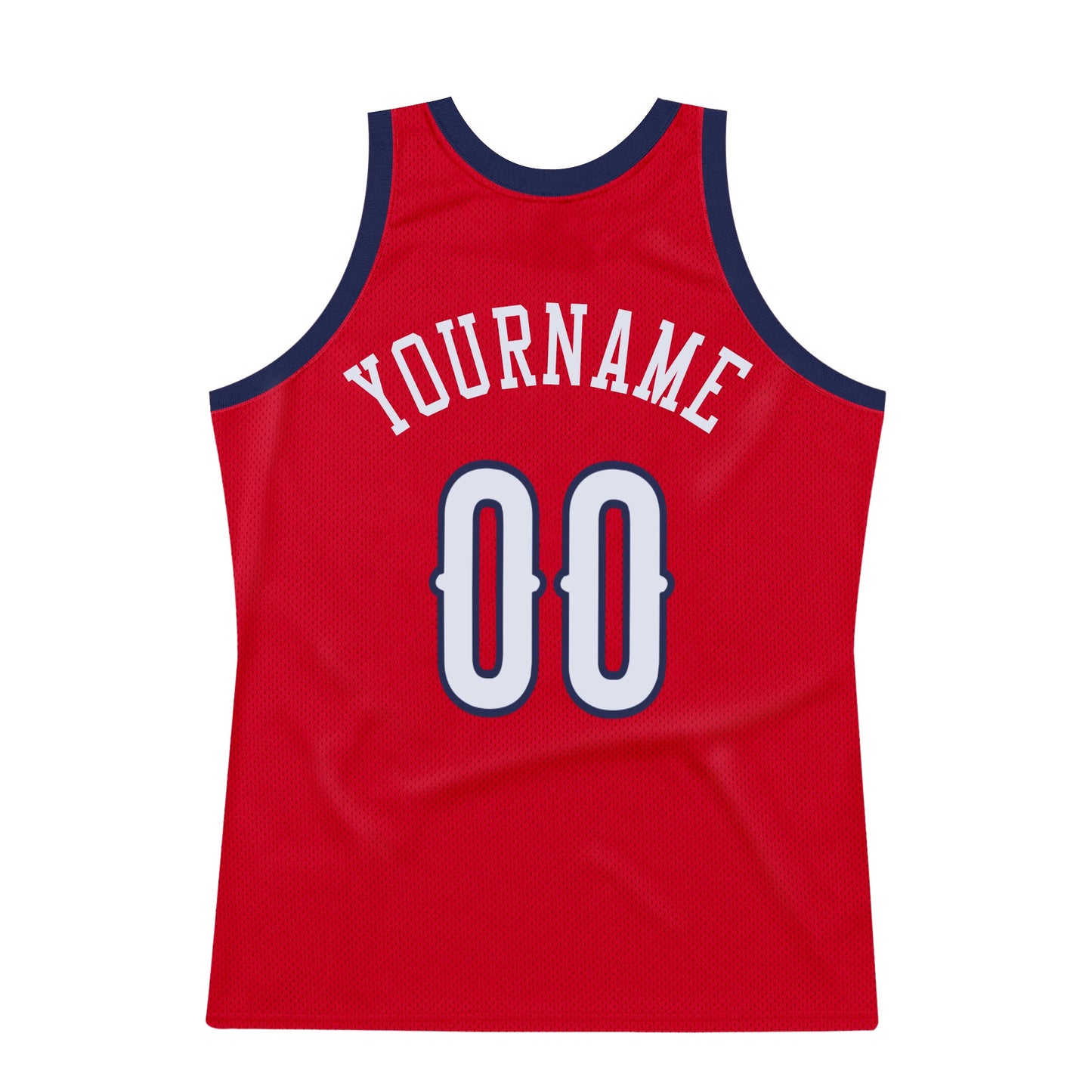 Custom Red White-Navy Authentic Throwback Basketball Jersey view 7