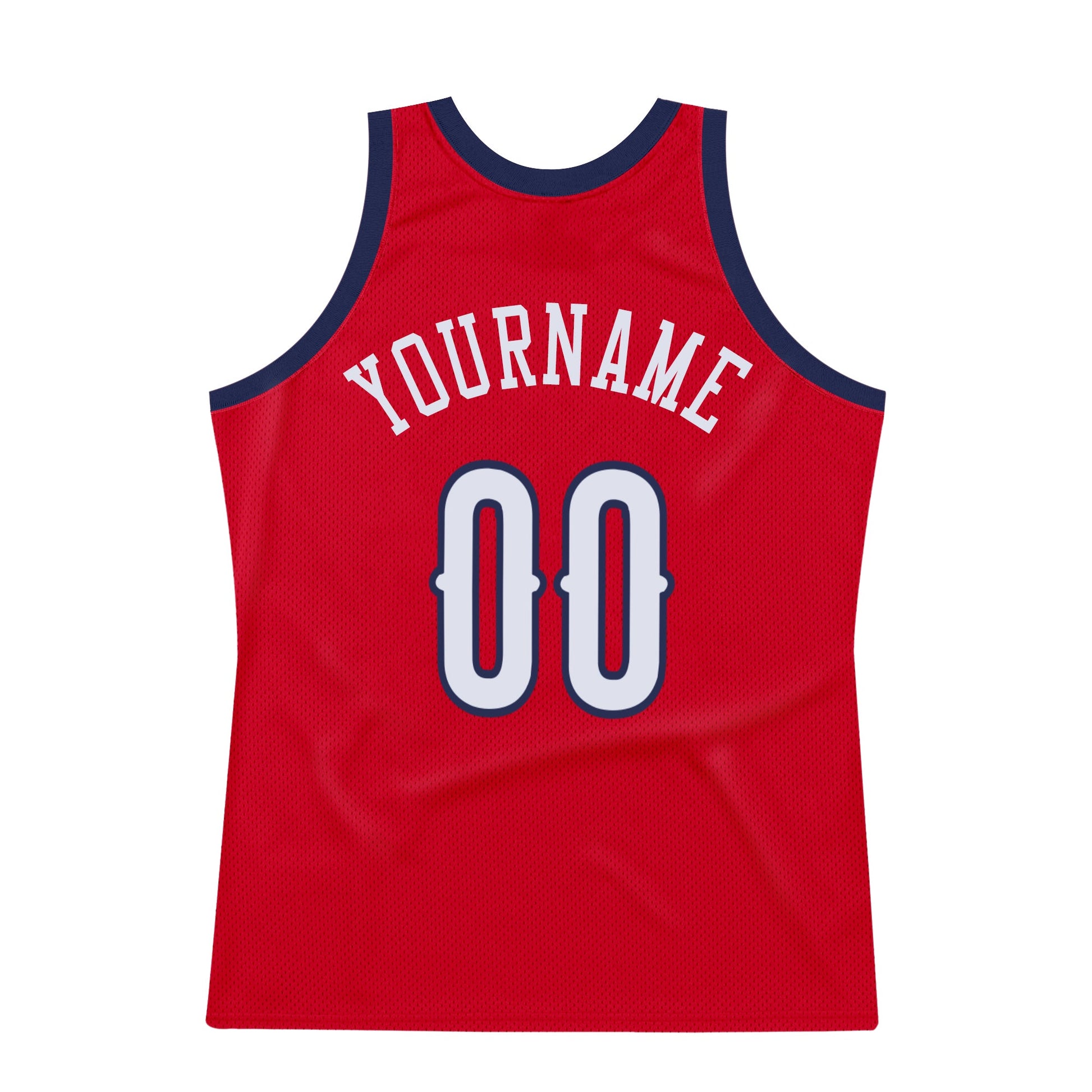 Custom Red White-Navy Authentic Throwback Basketball Jersey view 7