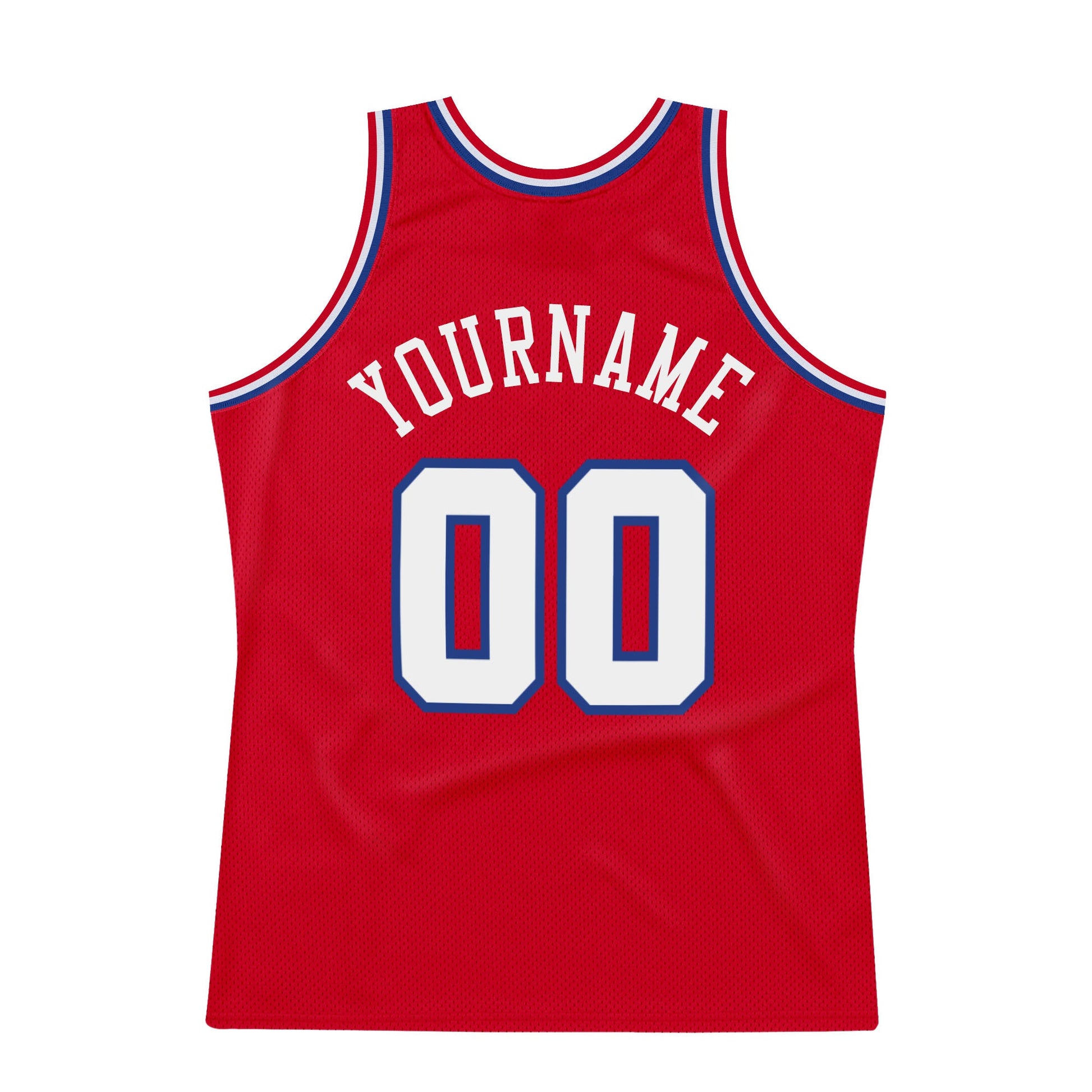 Custom Red White-Royal Authentic Throwback Basketball Jersey view 6
