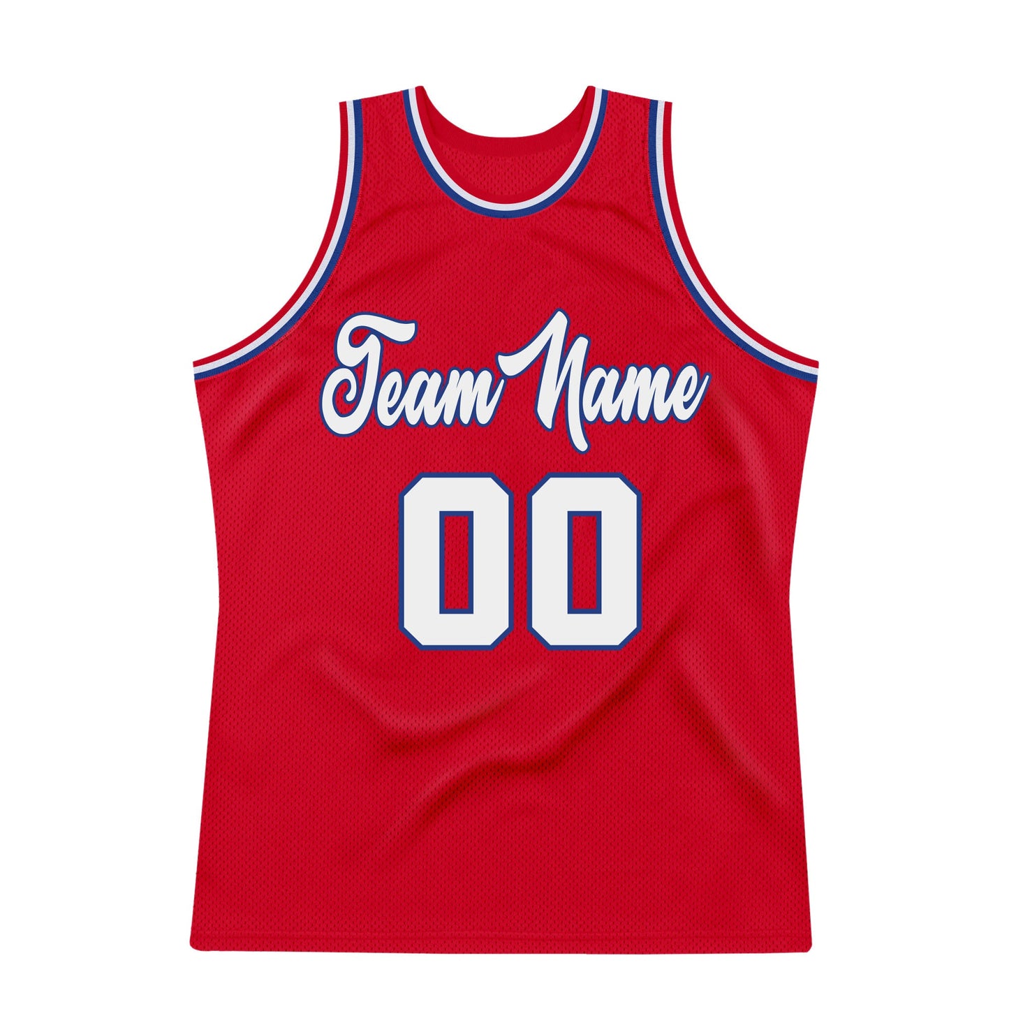 Custom Red White-Royal Authentic Throwback Basketball Jersey view 7
